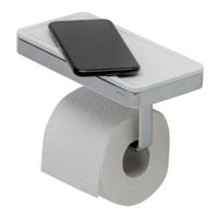 Geesa Frame toiletrolhouder met wit planchet 21x10,8x10,5cm chroom - thumbnail