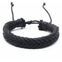 Gevlochten touw armband LGT Jewels Zwart - thumbnail