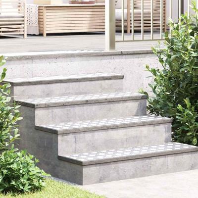 VidaXL Trap tread rechthoekig 4 pcs zilver 100 x 25 cm aluminium VidaXL Trap tread rechthoekig 4 pcs zilver 100 x 25 cm aluminium