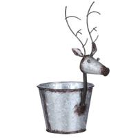 House of Seasons bloempot Rendier 26 x 31 cm staal zilver - thumbnail