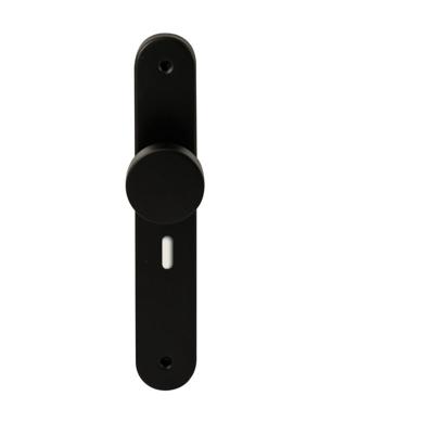 Hardbrass Knopkruk Piano op ovaal langschild sleutelgat 56mm - zwart