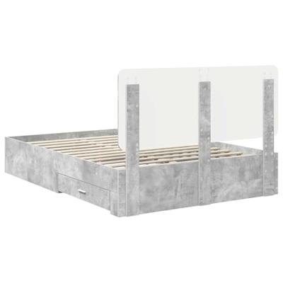 Bedframe met hoofdeinde Beton Grijs 140 x 190 cm Bewerkt hout