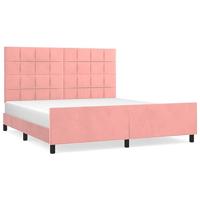 Bedframe met hoofdeinde fluweel roze 180x200 cm - thumbnail