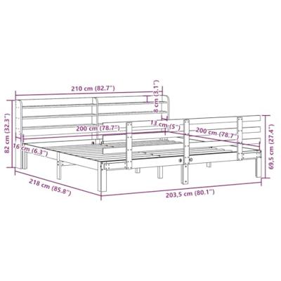 Bedframe met hoofdbord massief grenenhout 200x200 cm