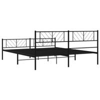Bedframe met hoofd- en voeteneinde metaal zwart 200x200 cm - thumbnail