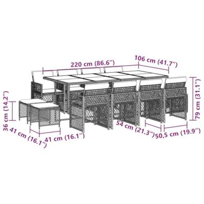 13-delige Tuinset met kussens poly rattan beige