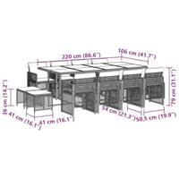 13-delige Tuinset met kussens poly rattan bruin - thumbnail
