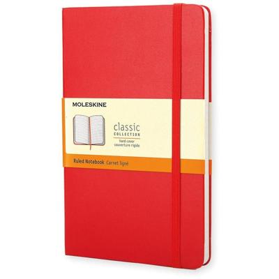 Moleskine notitieboek, ft 13 x 21 cm, gelijnd, harde cover, 240 blad, rood