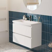 Saqu Gaia ondiep badmeubel incl. glans witte wastafel 80x40x64cm glans wit - aluminium greeplijst - thumbnail