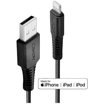 LINDY 31290 USB-kabel USB 2.0 Apple Lightning stekker, USB-A stekker 0.50 m Zwart