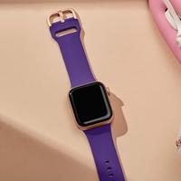 Soft siliconen bandje met gespsluiting - Paars - Geschikt voor Apple Watch 38mm / 40mm / 41mm / 42mm - thumbnail