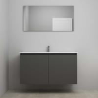 On-Line Badkamermeubelset - 120 cm - Bouwpakket - Greeploos 2 Deuren - Porseleinen Wastafel - 1 Kraangat - Spiegel - Mat Antraciet - thumbnail