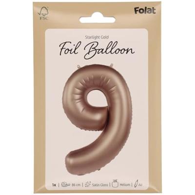 Folieballon Cijfer 9 Starlight Gold (86cm)