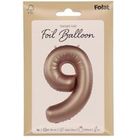 Folieballon Cijfer 9 Starlight Gold (86cm) - thumbnail