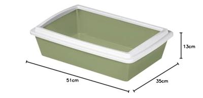 Kattenbak met rand 51x35x13cm op kleur gesorteerd