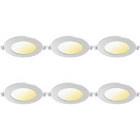 LED Downlight Inbouwspot 6 Stuks - Brinton Thin - 3W 220lm 120° Bundelhoek - Aanpasbare Lichtkleur 3000K-4000K-6500K - IP40 - Rond - Wit - Ø85mm Buitenmaat - Ø70mm Zaagmaat - thumbnail