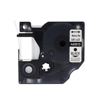Rillprint compatible D1 tape voor Dymo 40910, 9 mm, zwart op transparant
