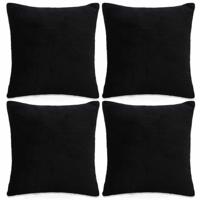 vidaXL Kussenhoezen 4 st 80x80 cm stof zwart - thumbnail