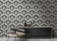 Dutch Wallcoverings New Tekko Medaillon - Zwart/Zilver - thumbnail