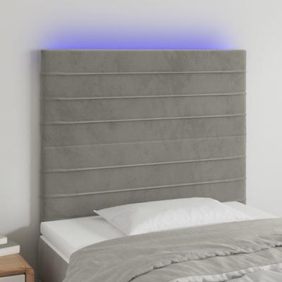 Hoofdbord LED 80x5x78/88 cm fluweel lichtgrijs