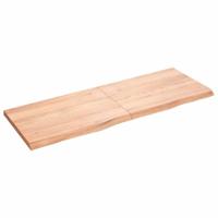 Tafelblad 140x50x(2-4)cm behandeld massief eikenhout lichtbruin - thumbnail