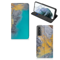 Samsung Galaxy S21 FE | Standcase | Marble Blue Gold - thumbnail