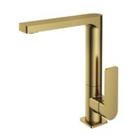 Hotbath Gal - Wastafelmengkraan - zonder Waste - met Draaibare Uitloop - Geborsteld Messing PVD - Opbouw - Messing - thumbnail