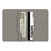 Valenta Leather Card Wallet Snap Grey - thumbnail