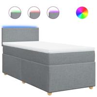 Boxspring met matras stof lichtgrijs 80x200 cm - thumbnail