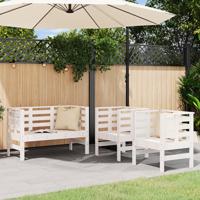 3-delige Loungeset massief grenenhout wit - thumbnail