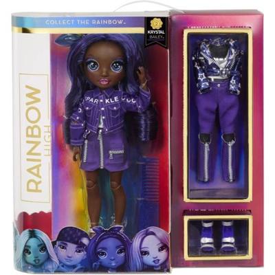 Rainbow High Krystal Bailey – indigo (donkerblauw-paarse) modepop met 2 complete mix & match-outfits en accessoires