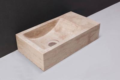 Forzalaqua Venetia fonteinbak 40x22x10cm wasbak Links 0 kraangaten Natuursteen Travertin gezoet 8011330