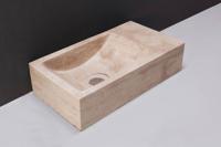 Forzalaqua Venetia fonteinbak 40x22x10cm wasbak Links 0 kraangaten Natuursteen Travertin gezoet 8011330 - thumbnail