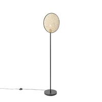 QAZQA Landelijke vloerlamp zwart met rotan 35 cm - Kata - thumbnail