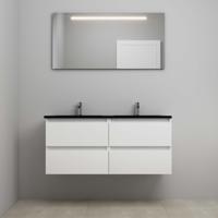 On-Line Badkamermeubelset - 120 cm - Voorgemonteerd - Ladestructuur - Acryl Wastafel - 2 Kraangaten - Spiegel met LED-Verlichting - Hoogglans Wit - thumbnail