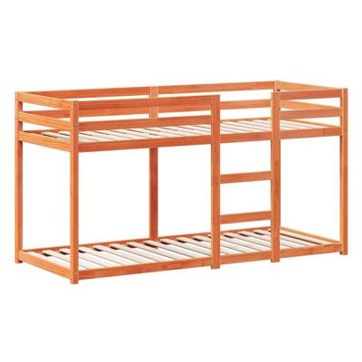 Stapelbed met bedhuis massief grenenhout wasbruin 90x200 cm