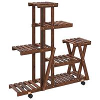 VidaXL Plantenstandaard met wielen 95x25x101 cm massief vurenhout - thumbnail