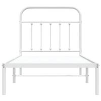 Bedframe met hoofdbord metaal wit 90x190 cm - thumbnail
