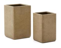 Kave Home Hoge Plantenpot 'Minoa' Polystone, Set van 2 stuks, kleur Mosterdgeel - thumbnail