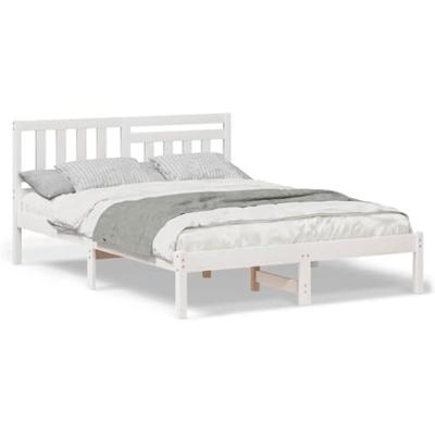 Bedframe met hoofdeinde Wit 120 x 190 cm Massief grenenhout