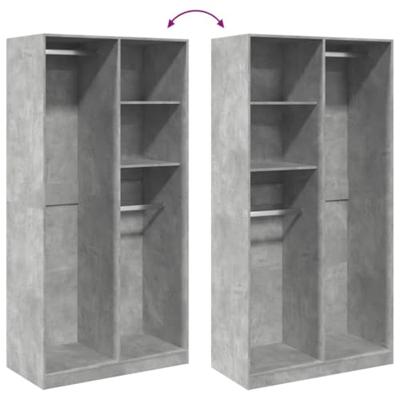 Kledingkast 100x50x200 cm bewerkt hout betongrijs