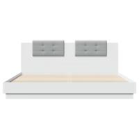 Bedframe met hoofdbord en LED-verlichting wit 160x200 cm - thumbnail