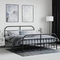 Bedframe met voetbord zonder matras metaal zwart 160x200 cm - thumbnail