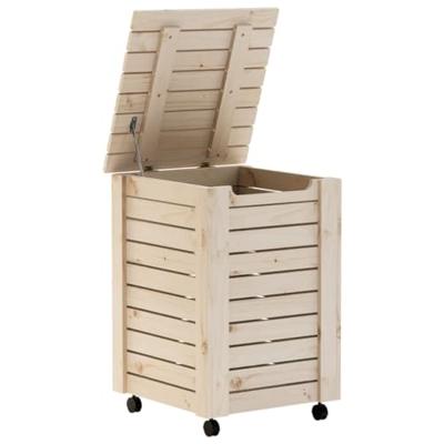 VidaXL Wasmand met wielen rana 45x45x64 cm massief grenenhout