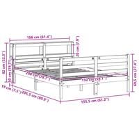 Bedframe met hoofdbord massief grenenhout 150x200 cm - thumbnail