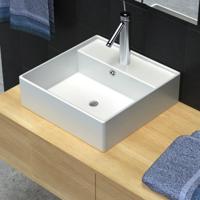 VidaXL Luxe wastafel met overloop en kraangat vierkant keramiek 41x41 cm - thumbnail