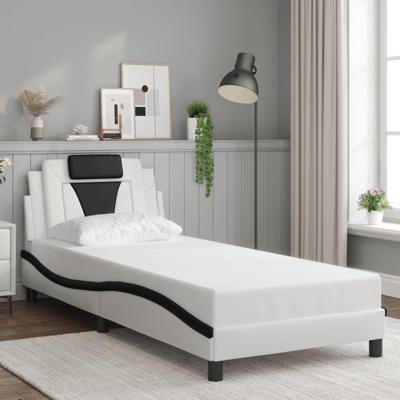 Bedframe "Viana" zonder matras kunstleer wit en zwart 80x200 cm