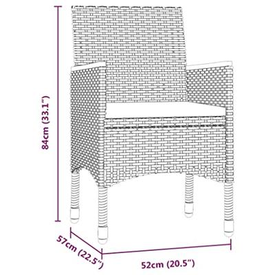 7-delige Tuinset met kussens zwart