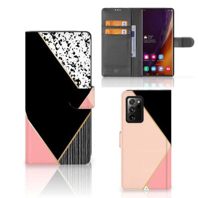Samsung Galaxy Note20 Ultra | Book Case | Zwart Roze Vormen