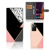 Samsung Galaxy Note20 Ultra | Book Case | Zwart Roze Vormen - thumbnail